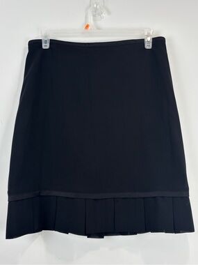 Joseph Ribkoff Black Pleated Hem Skirt Size 14 Knee Length Minimalist Workwear